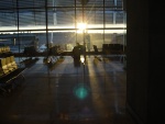 Tramonto all'aeroporto di Madrid